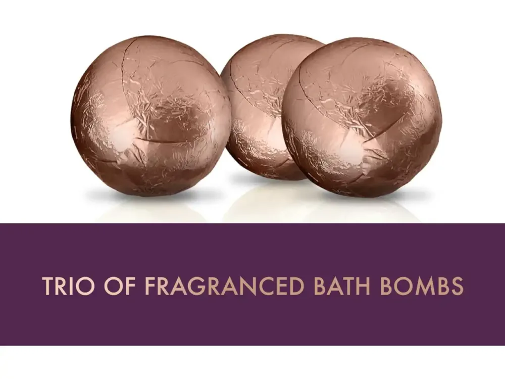 This beautifully packaged set includes three bath bombs, each designed to offer a relaxing and fragrant bathing experience.