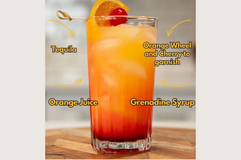 Tequila Sunrise cocktail ingredients